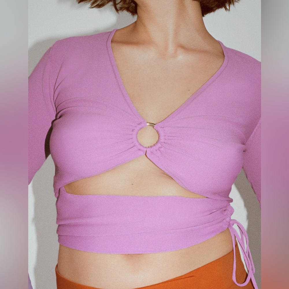 Cut Out Pink Knit Top